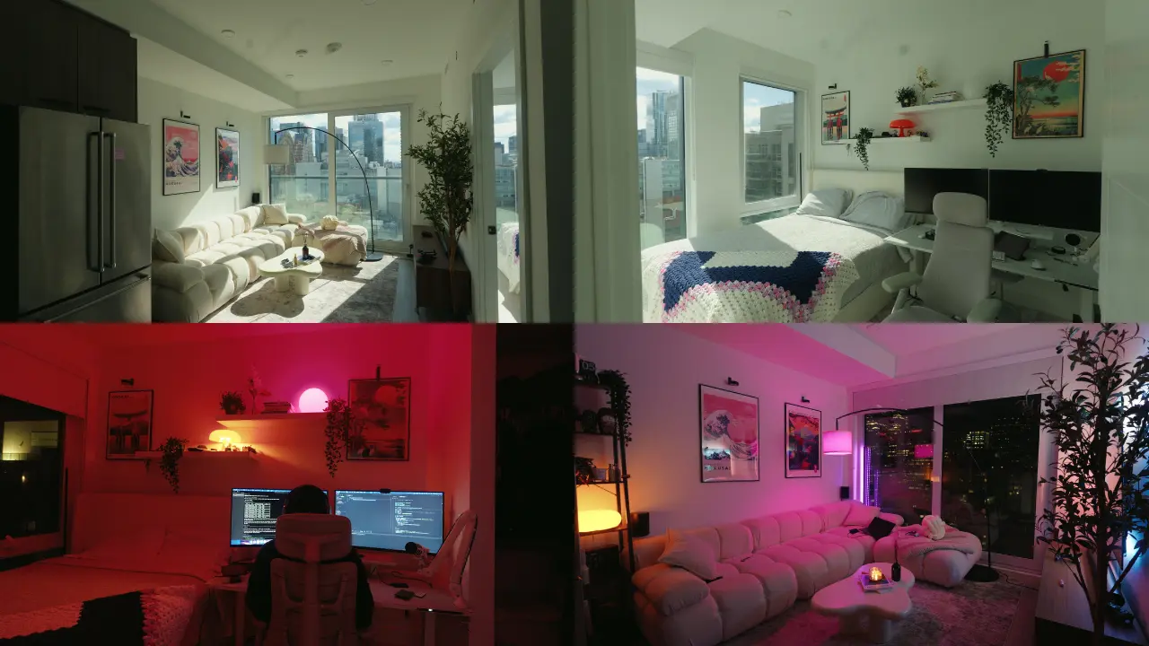 My current place, shown in the morning and at night